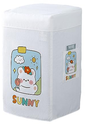 Odot Housse de Protection pour Machine à Laver Chargement par Le Haut, Couvre-Machine Protecteur Imperméable Anti-Poussière Couverture pour Sèche-Linge, Machine Lave-Linge (ensoleillé,58x60x95cm)