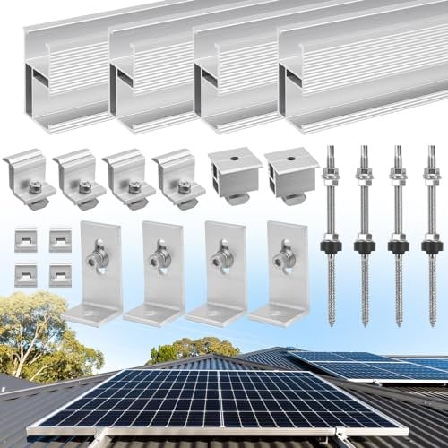 Therlan Solarmodul Halterung Set Für 2 Module, Geeignet Für Farbige Stahlziegeldächer, Blechdach, 200MM Alu Solar Halterung Anwendbar Solarmodule Dick 30-45mm, Verstellbar Solarpanel Halterung Set