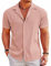 COOFANDY Chemise pour Hommes À Manches Courtes Décontractée Coupe Régulière Chemise De Plage Chemise D'Été Boutonnée Col Cubain Rose Clair XXL