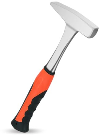 Hear XSUS 18oz Tinsmith Hammer - Rubber Grip Sheet Metal Hammer with Integral Forging - Red