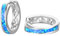 TANGPOET Mädchen Creolen Ohrringe Sterling Silber 925 Blau Opal Kinderohrringe, Klein Hypoallergene Klappcreolen, Weißgold Damenohrringe, Schmuck Geschenke für Frauen, 15mm