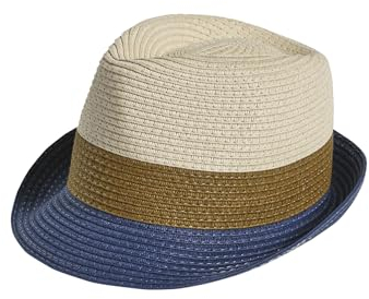 VERTBAUDET Chapeau Esprit Panama Tricolore Aspect Paille garçon Bois 53/54CM (8/10A)