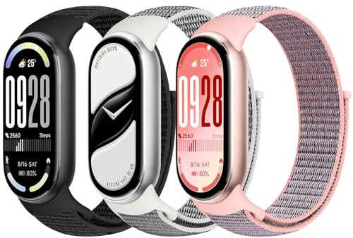 Bcuckood Nylon Sport Armband Kompatibel mit Xiaomi Smart Band 10/9/8 für Damen Herren Weiches Verstellbares Atmungsaktives Uhrenarmband Solo Loop Ersatzarmband für Xiaomi Mi Band 9/8