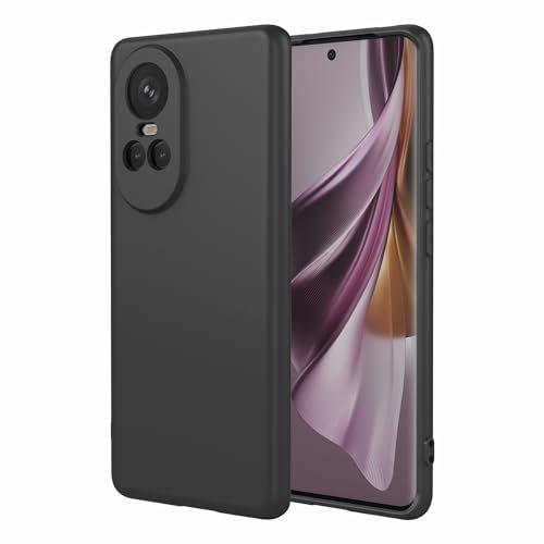 TAUYN Funda para OPPO Reno 10/Reno 10 Pro 5G, Suave TPU Líquido Silicona Carcasa, Ultradelgado Anticaída, Anti-choques, Delgado Funda, Negro