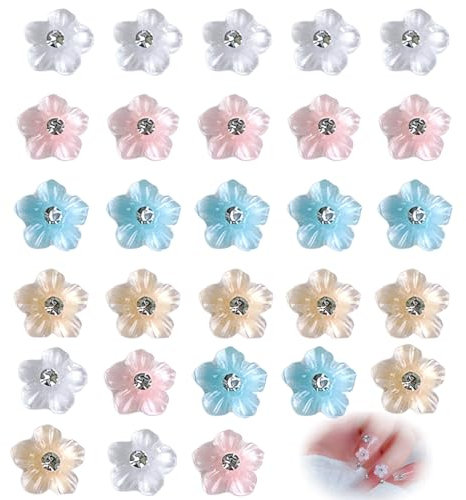 DWFEYOI Nail Art Charme, Fleur acrylique 3D clou Charm fleurs 24pcs camélia ongles décoration fleur ongles accessoires ongles ongles fleurs ongles ongles