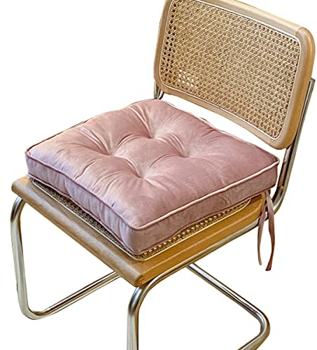 Generisch Home Collection Stuhlkissen aus Memory-Schaum, rutschfest, mit Bändern für Esszimmerstühle, Bürostühle, Hartholzböden, 43,2 x 43,2 cm, Altrosa, 1 Stück