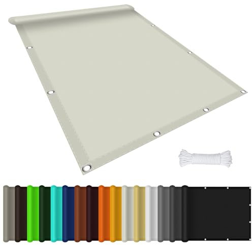 Tenda a Vela Rettangolare 300 x 600 cm Tenda da Sole Parasole, Rettangolare Impermeabile con Occhielli, Protezione Raggi UV 98%, per Esterno Terrazza Giardino, Avorio