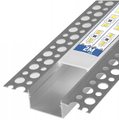 LED Aluminium Profil T20 2 Meter Trockenbau Unterputz Leiste Rigips ED-Streifen (2m profil T20 + milchige Abdeckung)