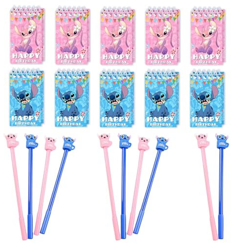 20Pcs Stitch Schreibwaren Set, Schulbedarf Kinder Cartoon, Stitch Spirale Notizblock, Cartoon Gel Tintenstifte, Stationery Kinder Cartoon Set für Teenager,Jungen und Mädchen Kinder Geburtstagsgeschenk