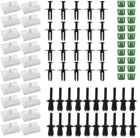 Buaak Pack of 80 Side Skirts Clips Kit Trim Strips Compatible, for BMW E46 Side Skirts Clips, Car Side Skirts, Door Panels Mounting Clips for BMW E36 316i 318i (Black, Green, White)