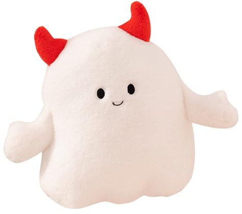 Halloween Kuscheltier Plüsch Spielzeug 24 cm, Halloween Kürbis Kuscheltier mit Kürbis, Plüsch-Geist, gefülltes Teufelsspielzeug mit klappbaren Hüten, Halloween Plüschtier & Kürbiskissen (Geist 1)