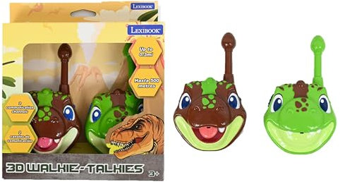 Lexibook, Dinosaurier, Dinosaurier 3D-Walkie-Talkies, 500m Reichweite, 2 Kommunikationskanäle, Gürtelclip, TW18DINO