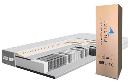 TULENA NOX Materasso 80 x 190 H1 + H2 a molle insacchettate, 22 cm, Comfort Plus per bambini e adulti, materasso reversibile con chiusura lampo, materasso arrotolabile certificato Oeko-TEX