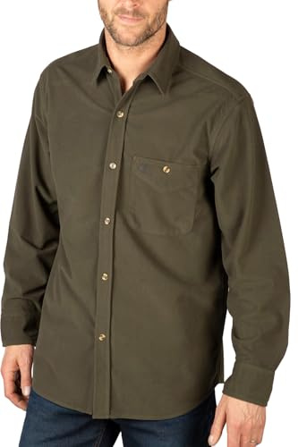 Rydale Mens Two-Ply Country Shirt Long Sleeves Button-Up Front Men Shirts Top (UK, Alpha, XL, Regular, Regular, Olive)