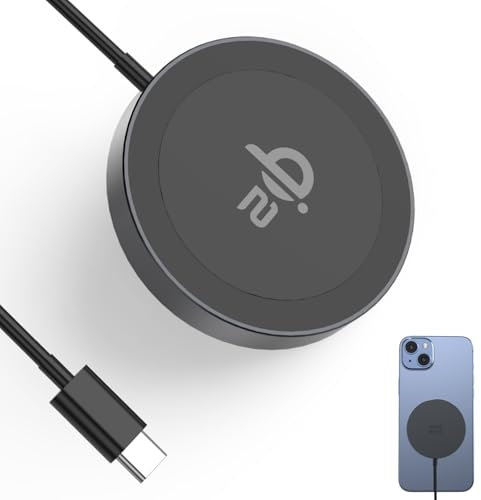 Minthouz Qi2 zertifiziertes kabelloses Ladegerät für iPhone 16/15/14/13 Serie,Magnetisches kabelloses Ladepad für Samsung,Mag-Safe Ladegerät für Airpods und Qi-fähige Geräte (Schwarz, Ohne Adapter)