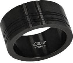 s.Oliver Ring Edelstahl Herren Ringe, Schwarz, Kommt in Schmuck Geschenk Box, 2039738