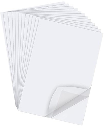 Rixotix Hojas adhesivas de doble cara A4, 12 unidades, transparente de doble cara, cinta adhesiva de doble cara, capa de sándwich, cinta adhesiva de doble cara para manualidades (color: blanco)