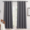 KGORGE Dicke Vorhänge Hitzeschutz Verdunkelungsvorhang Grau Gardinen Blickdicht 2er Set 200 x 140 cm(HxB) Tür Innen Wohnzimmer Vorhänge mit Ösen Blackout Curtain