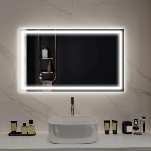 HOMCOM Specchio Bagno Illuminato con Luci LED IP44 100x60 cm Trasparente