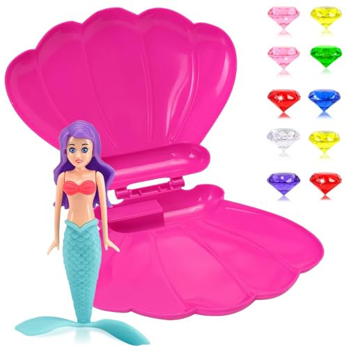 yayafunfun Tauchspielzeug für Kinder Meerjungfrau mit Rot Muschel&Gem,Tauchen Meerjungfrauen Sinkers Schwimmbad Spielzeug,Tauchspiele Schulung Kindergeschenke,Schwimmbad Zubehör Swimming Pool Shell