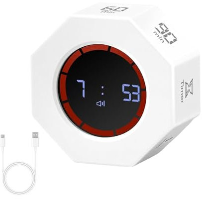 Temporizador digital silencioso, temporizador recargable, pantalla giratoria automática, textura ABS, adecuado para la gestión del tiempo de cocina de estudio