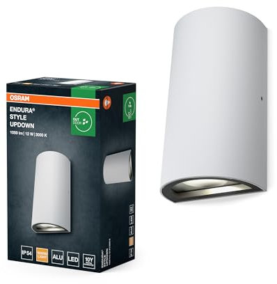 Osram ENDURA Style klassische LED-Außenleuchte mit Lichtaustritt oben und unten, rund, in Weiß aus Aluminium, IP44-Schutz, für Fassaden- und Eingangsbereiche
