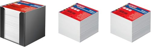 Herlitz 1600360 Zettelkasten 9x9x9cm schwarz 700 Blatt weiß gefüllt (schwarz, Zelltelkasten + Ersatzeinlagen)