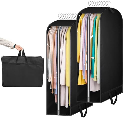 Kleidersack, WwuHua 2 Stück Kleidersäcke, Kleidersack Anzug Lang 110 * 60 * 25cm, Faltbare Kleiderhülle mit Griffen, Feuchtigkeit Anzugtasche Reise für Brautkleid, Kleid, Mäntel, Jacken, Kleider