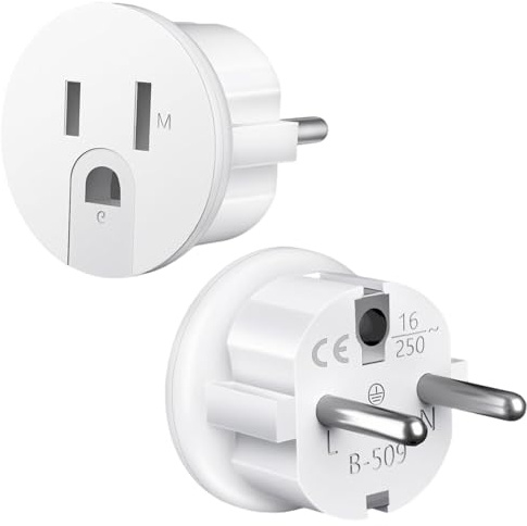 2 Stück Reiseadapter USA, Adapter US für USA-Reise aus EU, Reiseadapter US auf Europa, Steckdose DE Deutschland Plug, Europäischer Amerikanisch Stecker zu EU, Netzadapter für Geräte mit Netzteil, Weiß