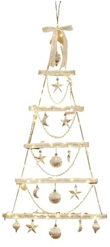 FVPKYUR Décor de Noël Arbre de Mur en Forme d'Échelle - Lumières LED Plates en Bois pour Arbre de Noël,Décoration Murale Pour Salon Chambre Appartement Dortoir Magasin Entrée Cuisine