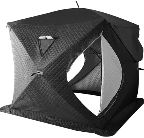 Tenda da sauna per esterni con camino, isolata, adatta per tutte le stagioni, robusta, design panoramico, facile da montare, adatta per 4 persone, perfetta per campeggio e pesca sulla neve