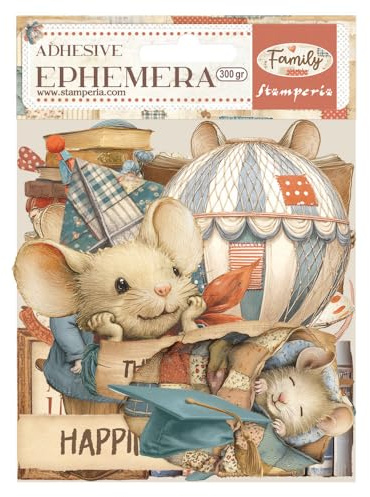 Stamperia - Ephemera for Scrapbooking, Albums, Card Making, Bullet Journalling and More, Adhesive Paper Cut Outs, Easy to Apply, Perfect for Hobbies, Crafts, and Gifting (Family)