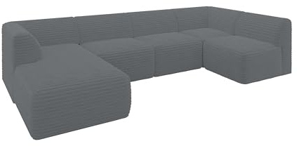ALTDECOR Ecksofa in U-Form Corner Sofa Bett Eckcouch Couch L-Form Wohnlandschaft Cauchsofa MOVO 345x180x78 Dunkelgrau