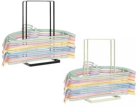 2Pcs Hanger Storage Organizer, Detachable Metal Clothes Hanger Stacker | Metal, Space-Saving Coat Hangers Stand for Closet Laundry Room Black White