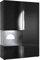 Vladon Vitrine Kommode Hochschrank Morena, Made in Germany, Korpus in Schwarz matt/Rechte Tür und der Einsatz in Schwarz Hochglanz, inkl. LED Beleuchtung