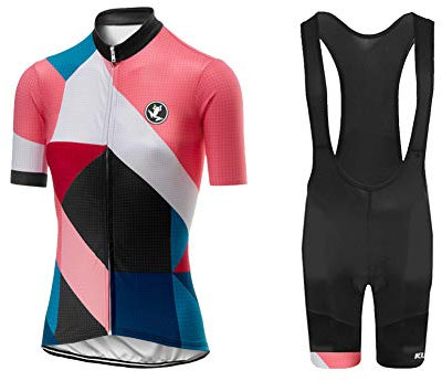 UGLY FROG Damen Radtrikot Set Fahrrad Kurzarm Set Schnelltrocknend Atmungsaktives Shirt + 20D Cushion Bib Shorts Gepolsterte Hose