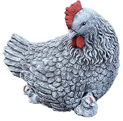 stoneandstyle Steinfigur großes Huhn mit Küken frostfest wetterfest Gartenfigur