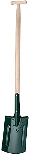 KADAX Spaten, Gärtnerspaten zum Graben, Gartenschaufel mit Holzstiel, Schaufel, Grabschaufel, Grabspaten für Garten, Harte, steinige Böden, Pflanzspaten, Gartenspaten aus Metall (Rund, T-Griff)