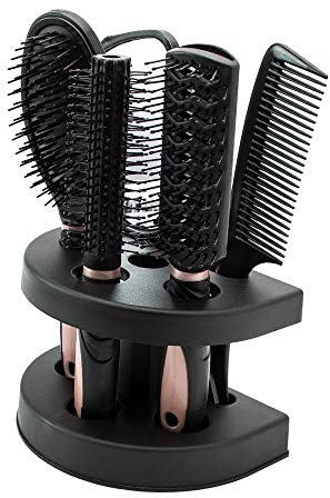 Surfmall 5 Stück Haarbürsten Haarbürste Kamm Set mit Spiegel und Ständer Stylingset Antistatisches Kämme Ideal für Geburtstage Weihnachten und Andere Anlässe (Pink)