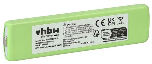 vhbw 1x Akku Ersatz für NC-5WM, GP14M, SL-CT700, NH-9WM, NC-6WM für MP3-Player Musik Player (1200 mAh, 1,2 V, NiMH)