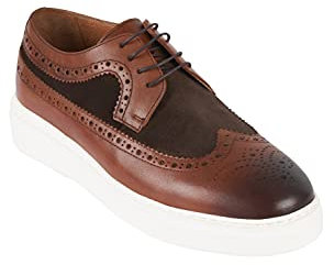 Jack Martin - Handgemacht - Brogue Sneaker mit Chunk-Sohle. Mode-Turnschuhe für Herren (Braun, 43)