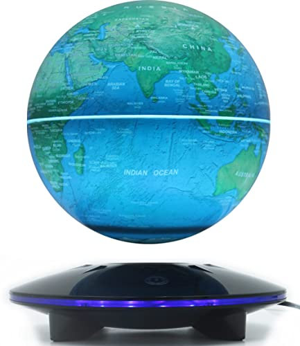 Magnetische schwebenden Globus, 6 Zoll LED Levitation schwimmende Weltkarte Globus, Auto Rotation in der Mitte der Luft mit Touch Control für Home Office Desk Dekoration aufgehängt Blau