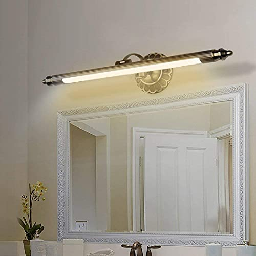 LED Spiegellampe Vintage Retro Spiegelleuchte Warmweißes Licht 4000K Antik Verstellbar Metall Schminklicht Modern Badezimmer LED Beleuchtung, Schlafzimmer Ankleidezimmer Küche Wandleuchte Bronze, 50cm