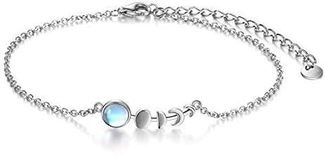 VONALA 925 Sterling Silber Mondstein Armband Mondphase Liebesschmuck für sie (Mond Phase)