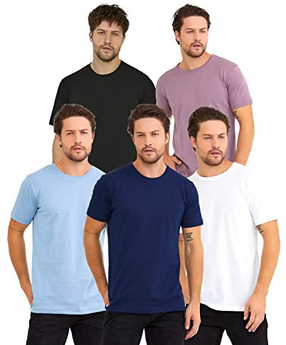 Kandor Camiseta para Hombre – Pack de 5, Camisetas Manga Corta, Cuello Redondo, 100% algodón Tops, Ropa básica Transpirable para Gym, Deporte, Trabajo, Playa, Classic t-Shirt(S,Bonito Juego)