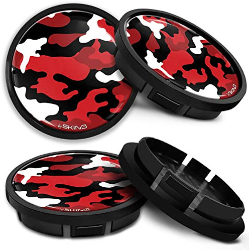 SkinoEu Compatible avec Cache-Moyeu VW 5G0601171XQI 66mm Capuchons de Centre Enjoliveurs de Roué Jante Voiture Rouge CR 26 Z*