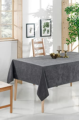 GNC ELEGANCE 160x220 cm Grau Tischdecke Uni Samt Küchentisch, Wohnzimmertisch, hochwertige und nützliche Tischdecke -209