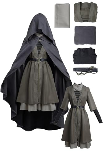 Elden Ring Cosplay Kostüm Frauen Melina Figur Kleid Umhang Uniform Outfits Halloween Party Anzug mit Schal (klein, Melina Outfit)