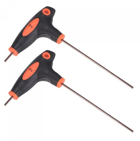 sourcing map 2mm Hex Key T-Handle Dual End Wrench Spanner, Metric S2 Steel 2 Pcs