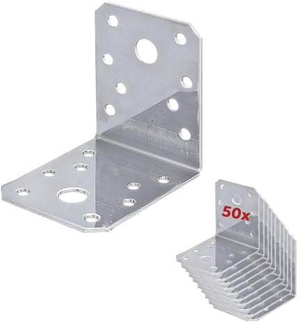 50 x siwitec Edelstahl Winkel Verbinder 70 x 70 x 55 mm, 90 Grad Winkel, Holzverbinder mit Korrosionsschutz, Winkelverbinder Edelstahl (V4A), Schwerlastwinkel, Stütze